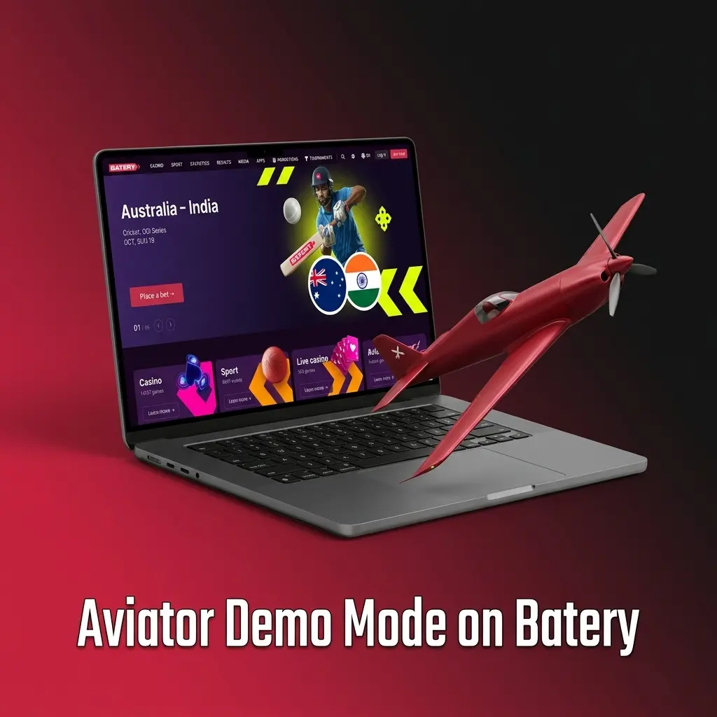 Aviator demo mode on Batery letting players practice with virtual credits risk-free before playing for real money