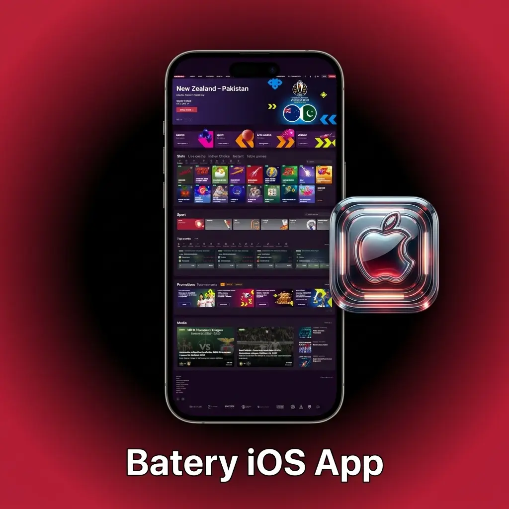 Batery iOS app interface on iPhone and iPad showing sports betting and casino games on Apple devices