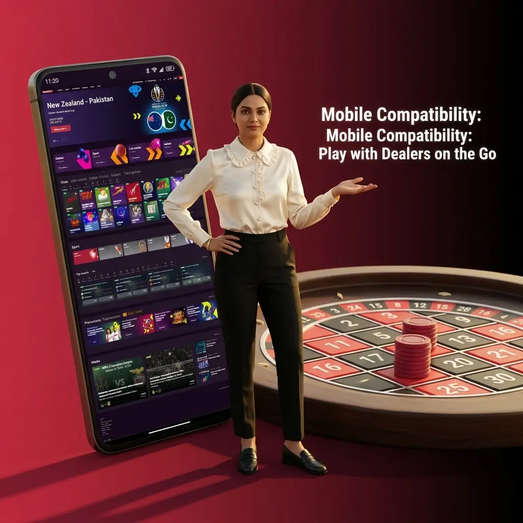 Live casino mobile interface with dealer feed, betting controls, and chat on a 4G-connected smartphone screen
