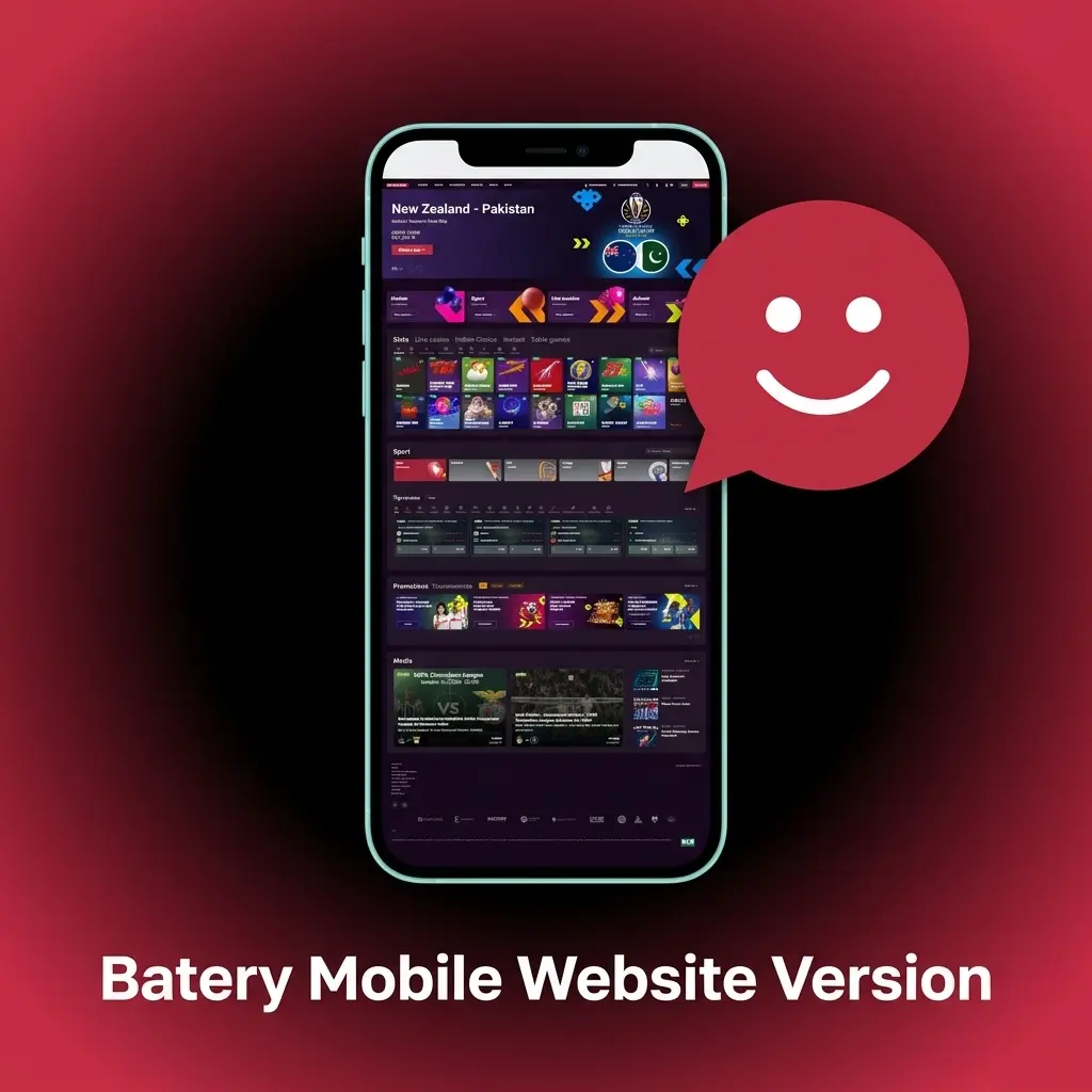 Batery mobile website displayed on smartphone browser with sports betting and casino features optimised for mobile screens