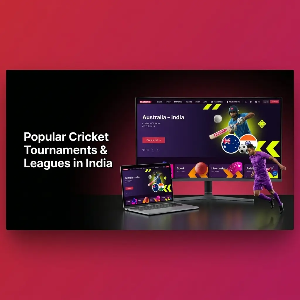 Popular cricket tournaments and leagues in India including IPL, ICC World Cup, Ashes, and Asia Cup betting markets