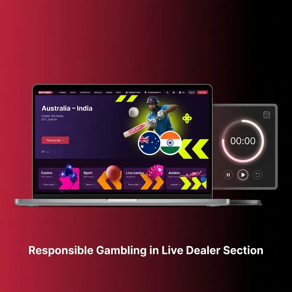 Responsible gambling tools for live dealer games including session limits, deposit caps, and self-exclusion options at Batery India