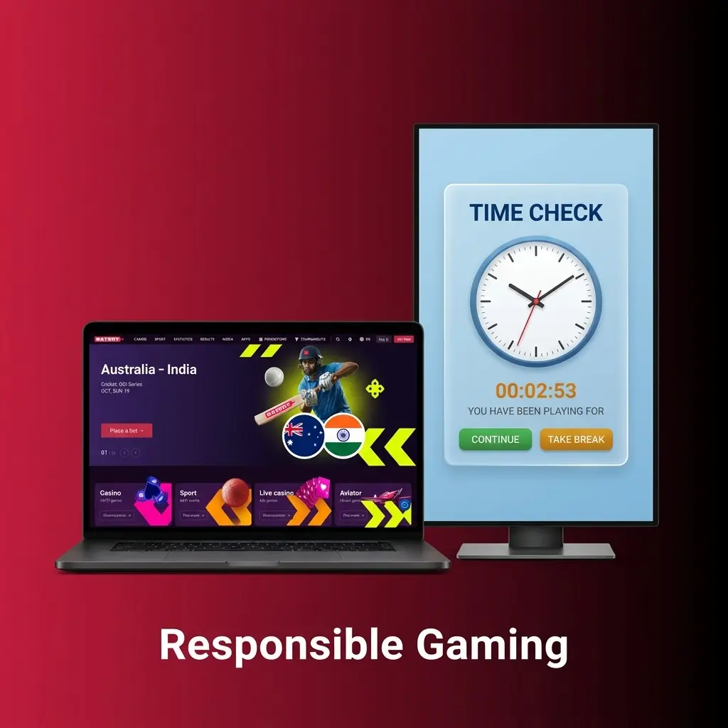 Batery responsible gaming tools including deposit limits, self-exclusion, and support resources for safe betting in India