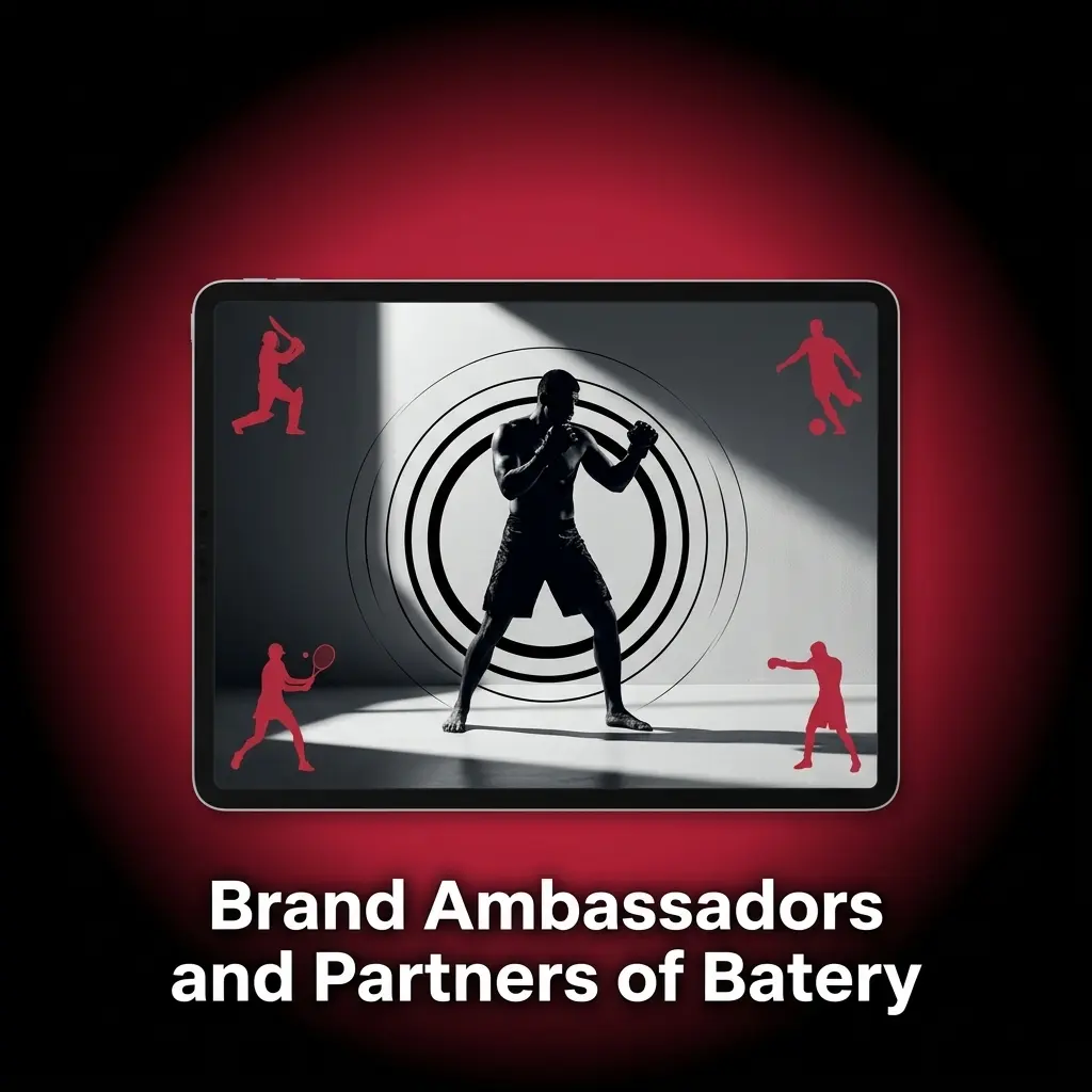 Batery brand ambassadors and sports partners collaborating with Indian cricket figures and sporting events
